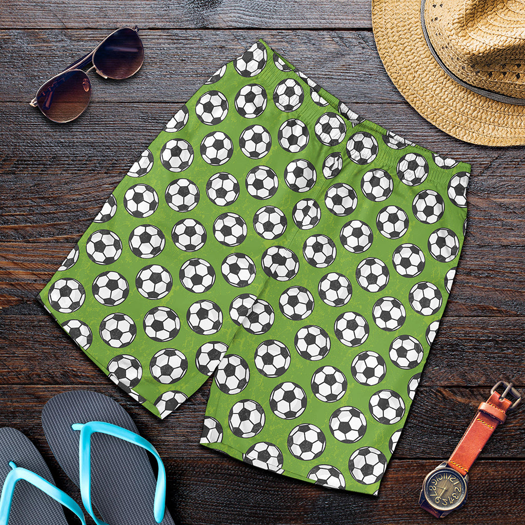 Green Soccer Ball Pattern Print Men's Shorts