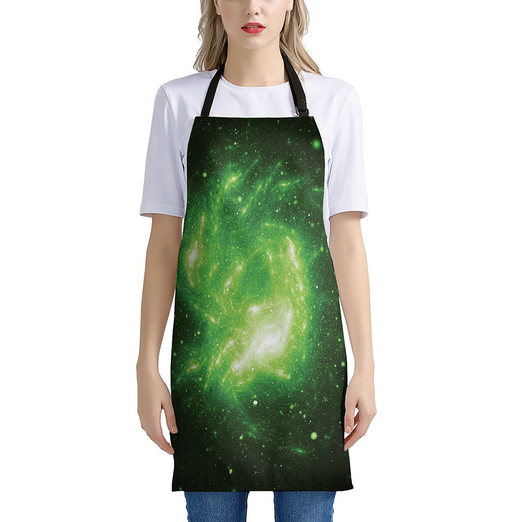 Green Sparkle Galaxy Print Apron