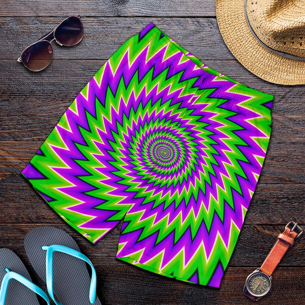 Green Spiral Moving Optical Illusion Men's Shorts