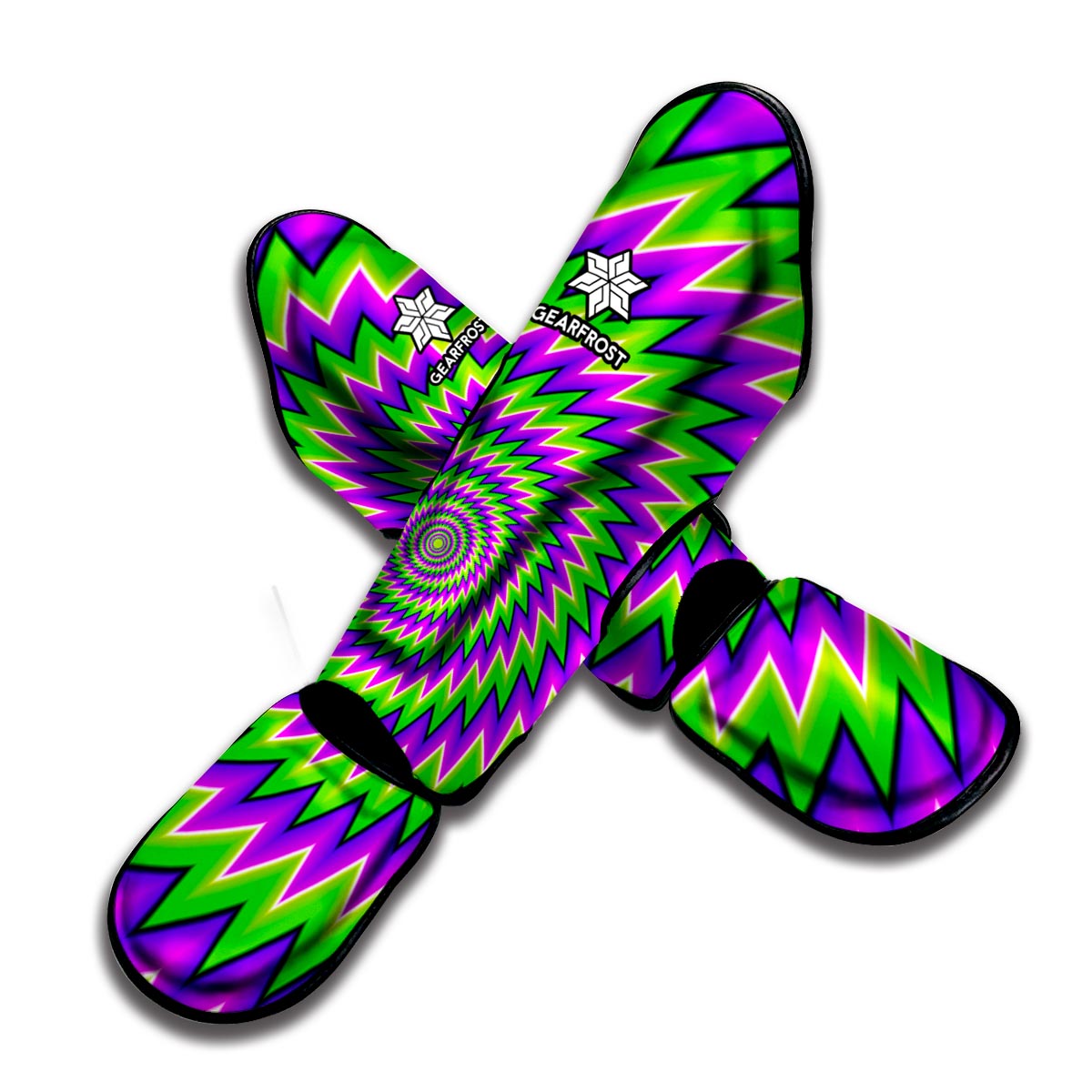 Green Spiral Moving Optical Illusion Muay Thai Shin Guard