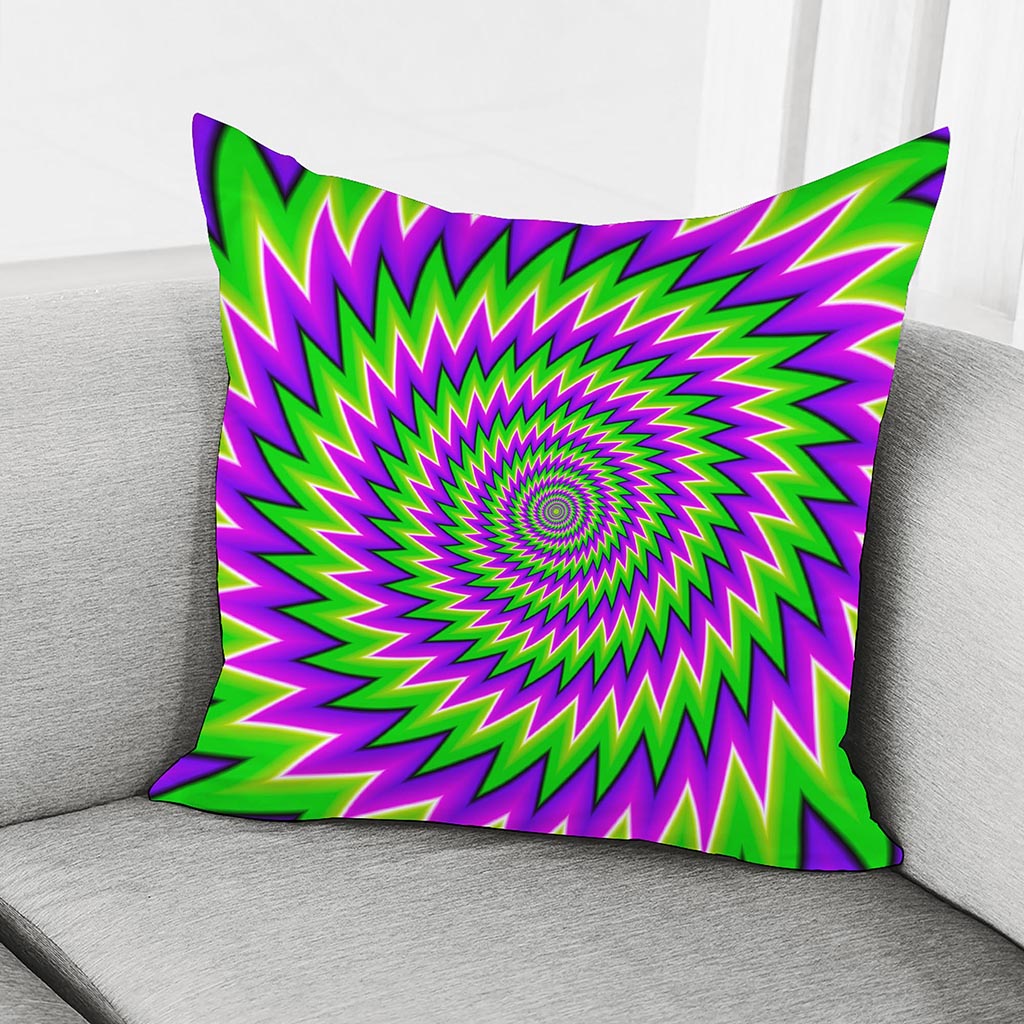 Green Spiral Moving Optical Illusion Pillow Cover
