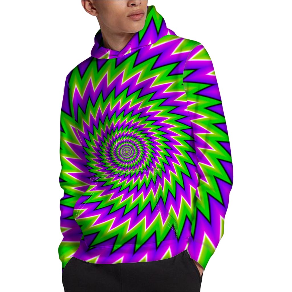 Green Spiral Moving Optical Illusion Pullover Hoodie