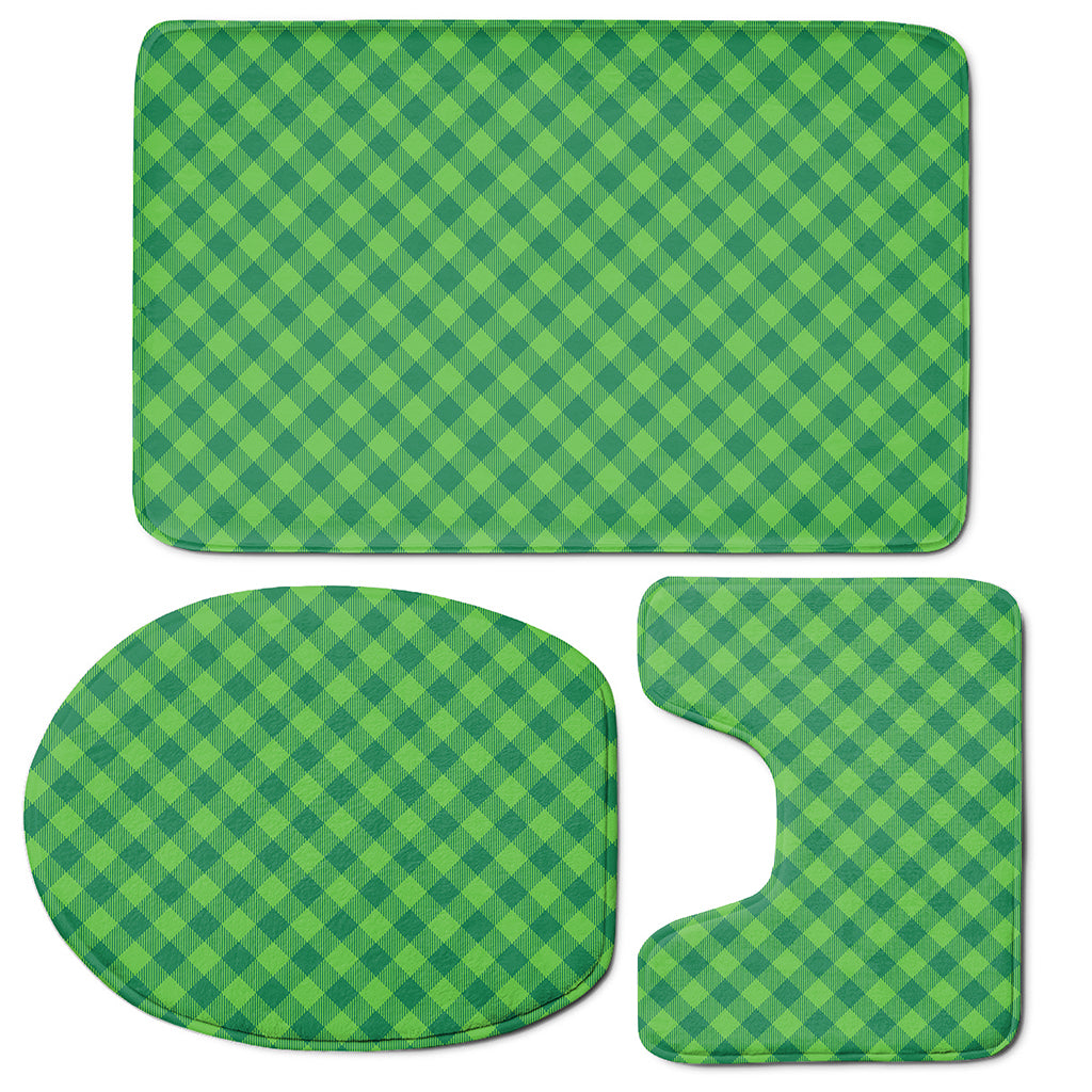Green St. Patrick's Day Plaid Print 3 Piece Bath Mat Set