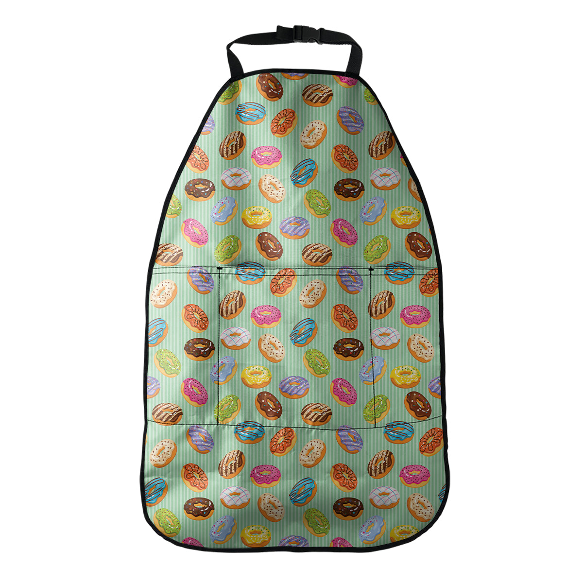 Green Striped Donut Pattern Print Car Seat Organizers