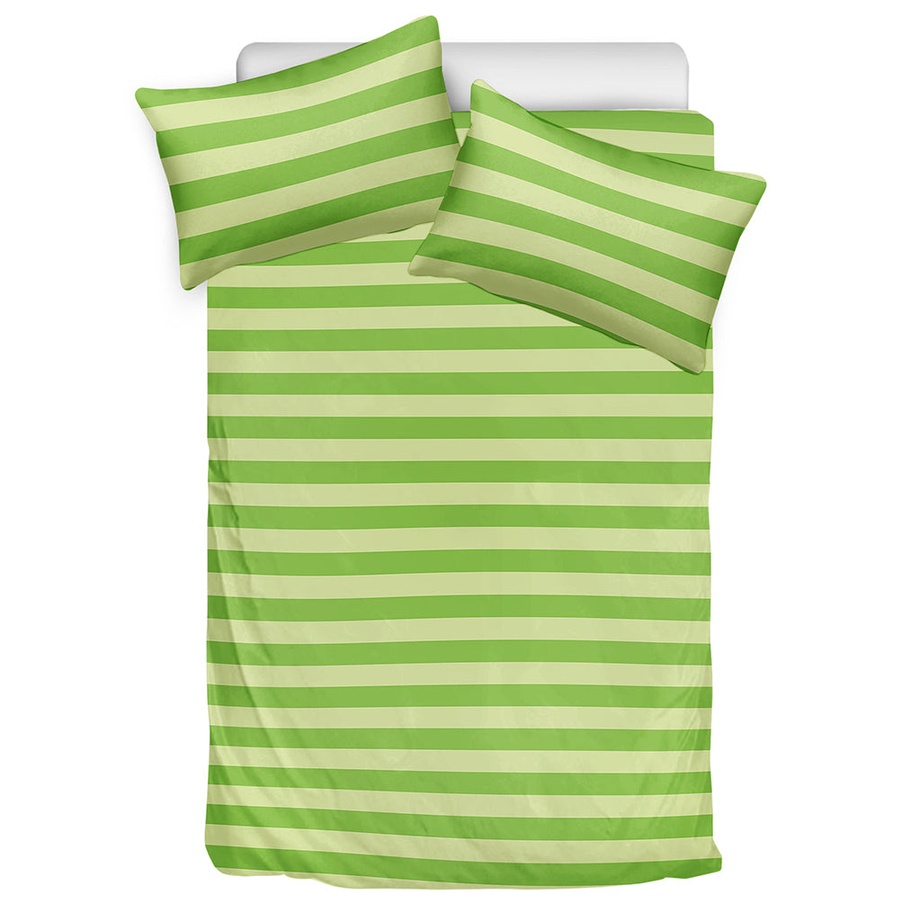 Green Striped Pattern Print Duvet Cover Bedding Set