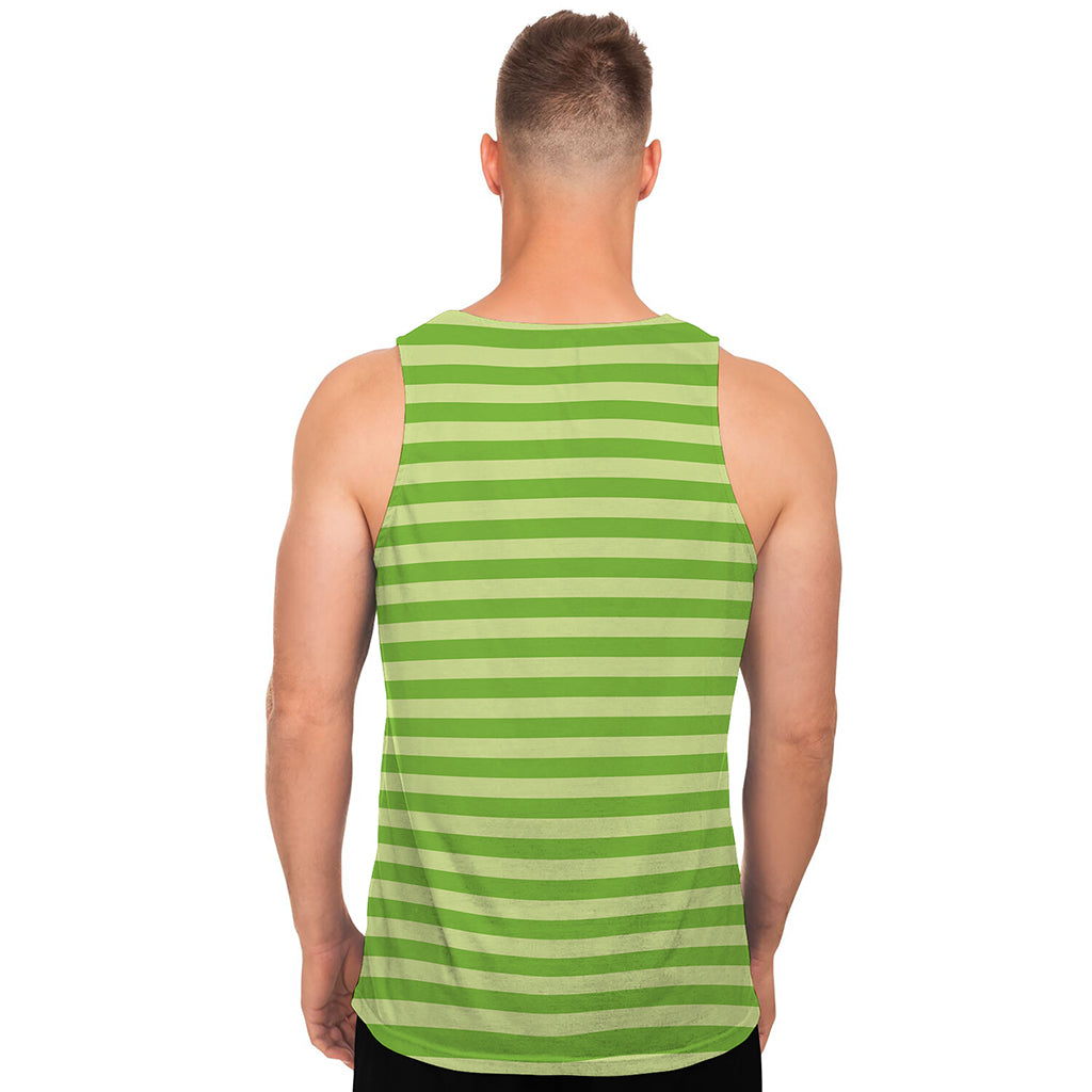 Green Striped Pattern Print Men's Tank Top