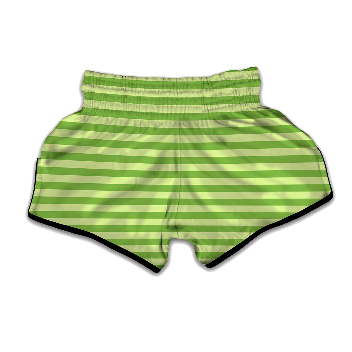 Green Striped Pattern Print Muay Thai Boxing Shorts