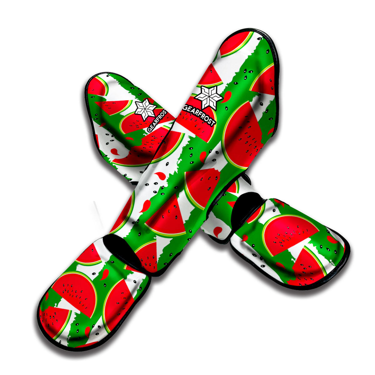 Green Stripes Watermelon Pattern Print Muay Thai Shin Guard