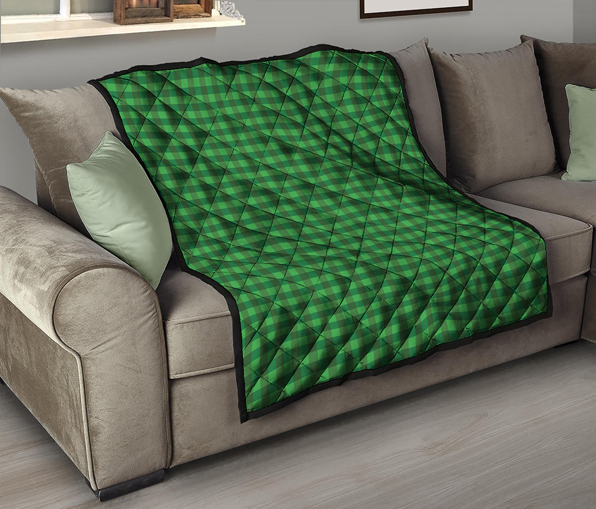 Green Tartan Saint Patrick's Day Print Quilt