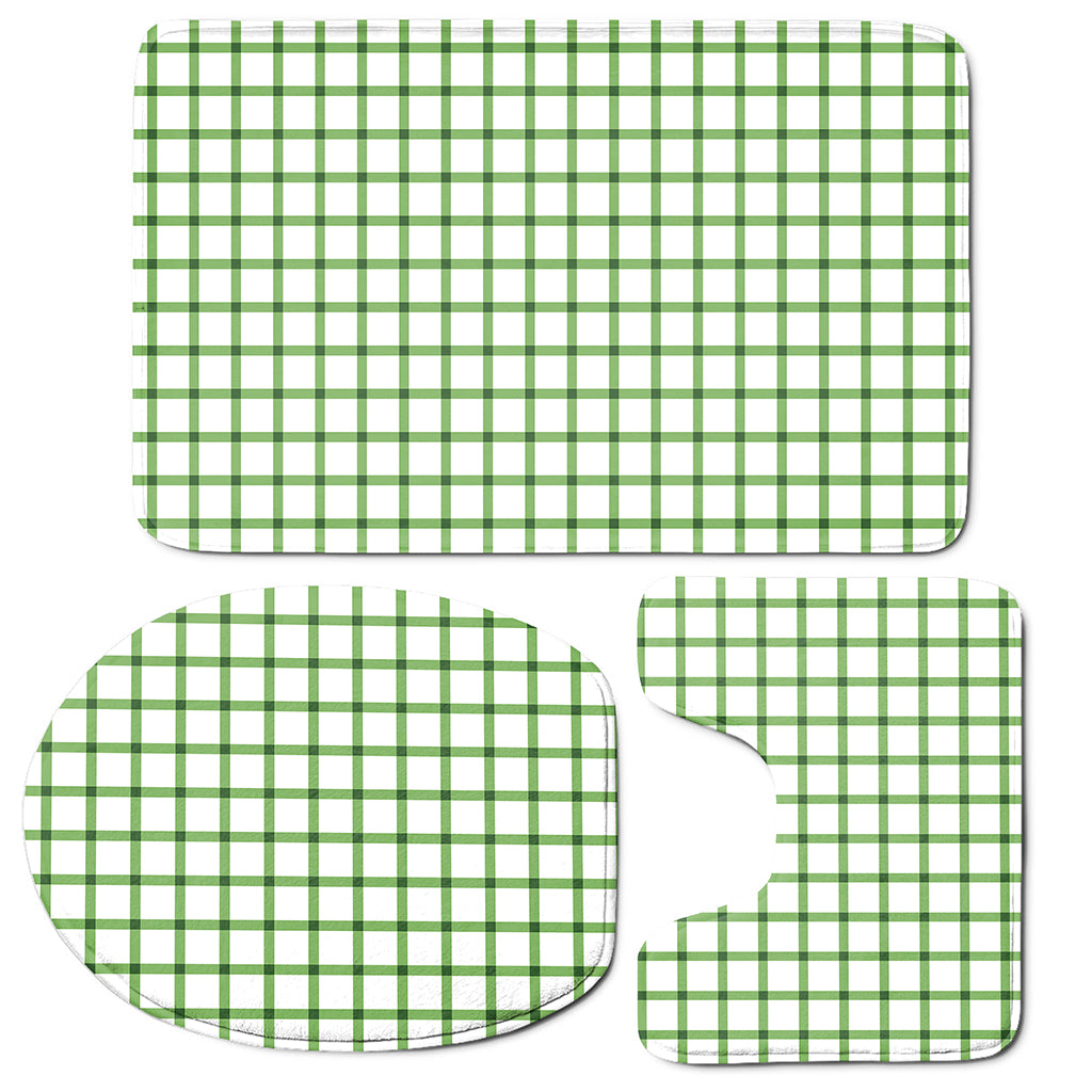 Green Tattersall Pattern Print 3 Piece Bath Mat Set