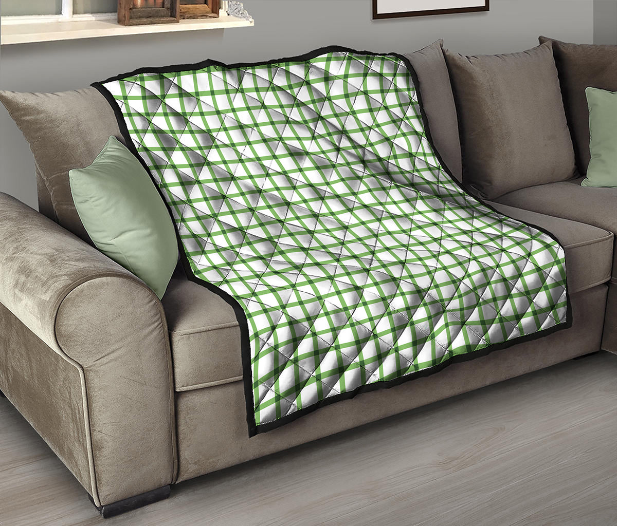 Green Tattersall Pattern Print Quilt