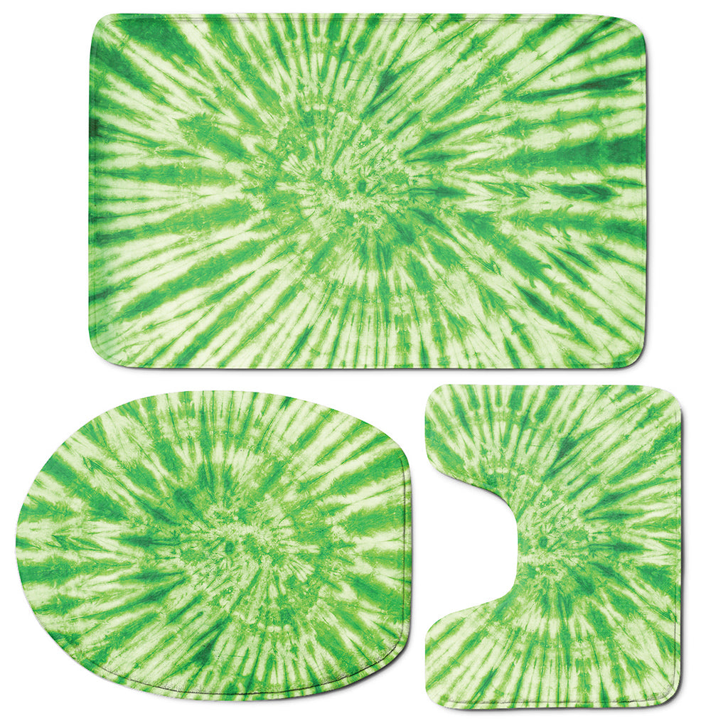 Green Tie Dye Print 3 Piece Bath Mat Set