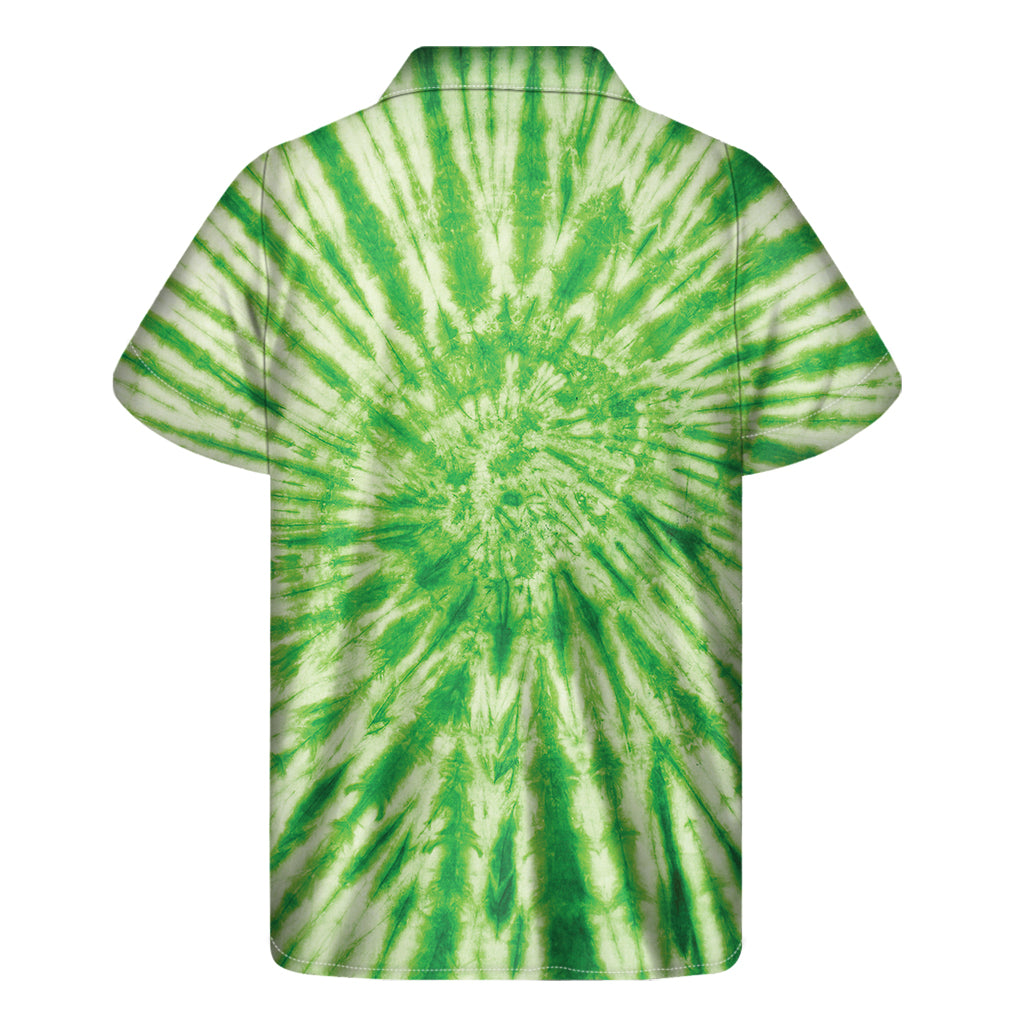 Green Tie Dye Print Men's Short Sleeve Shirt