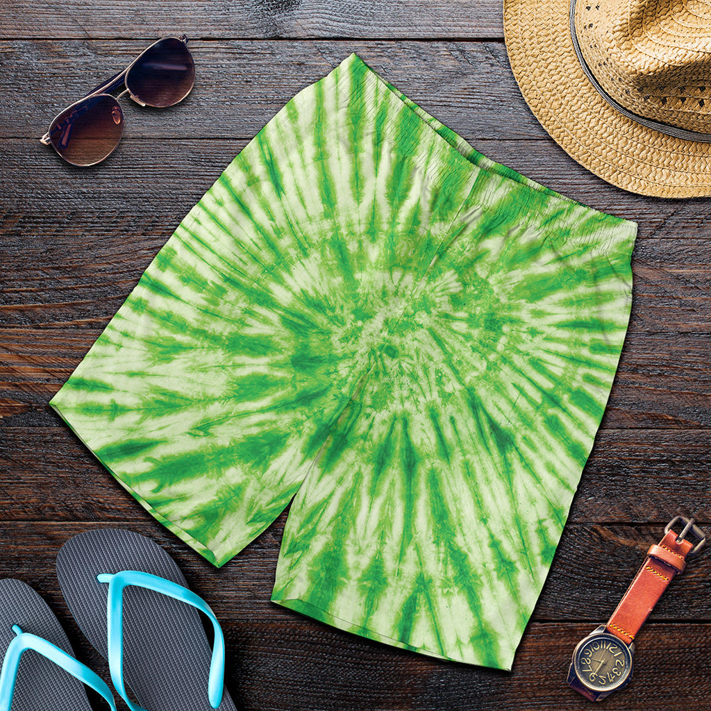 Green Tie Dye Print Men's Shorts