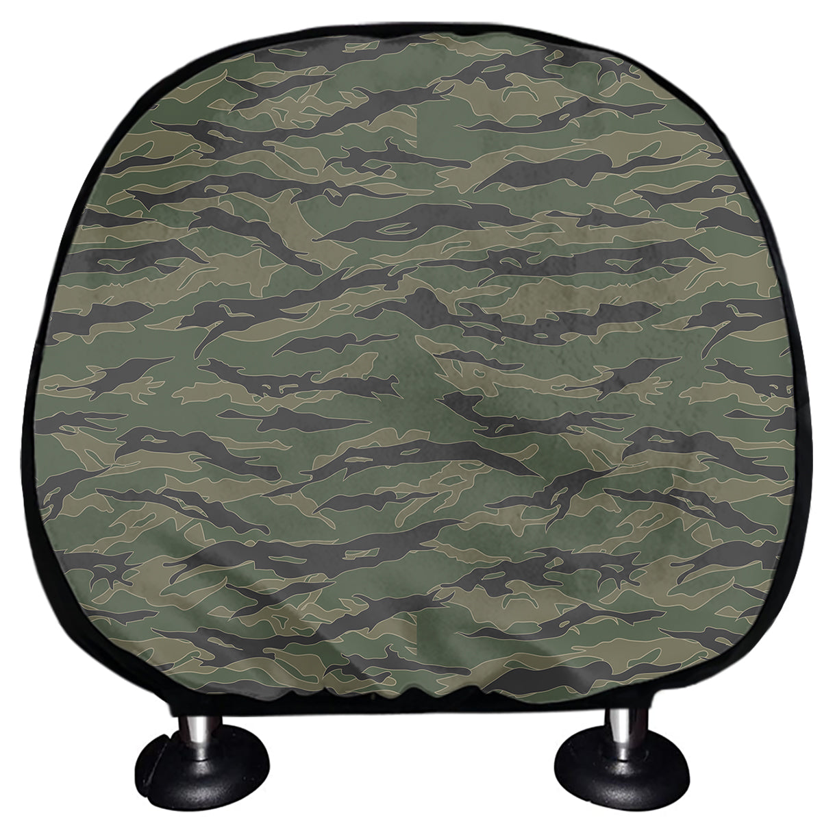 Green Tiger Stripe Camouflage Print Car Headrest Covers