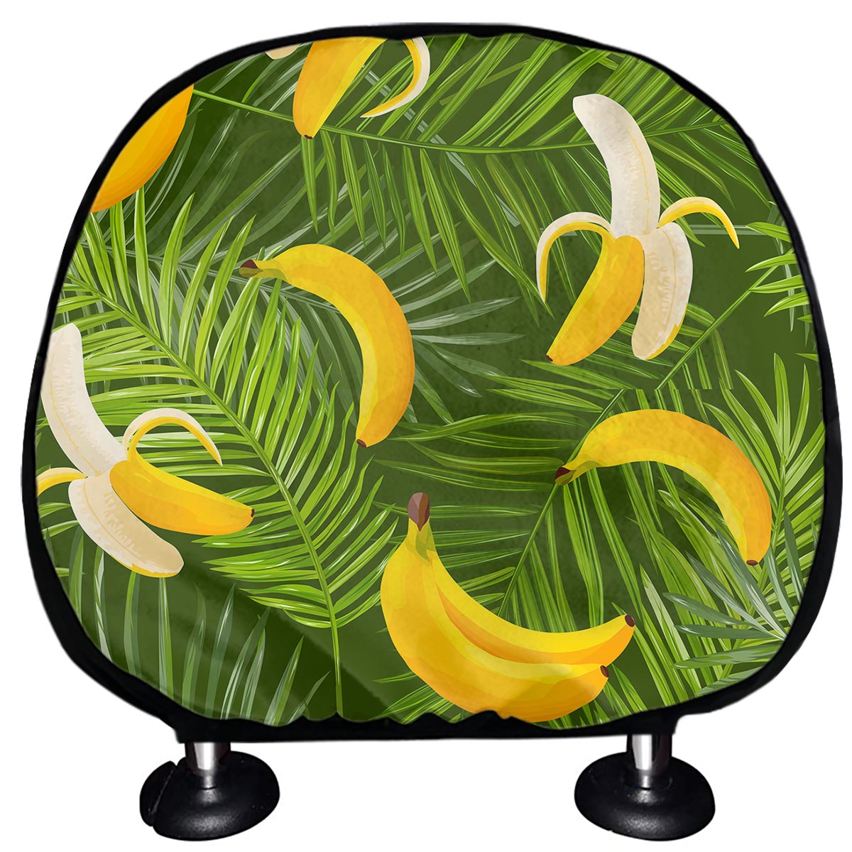 Green Tropical Banana Pattern Print Car Headrest Covers