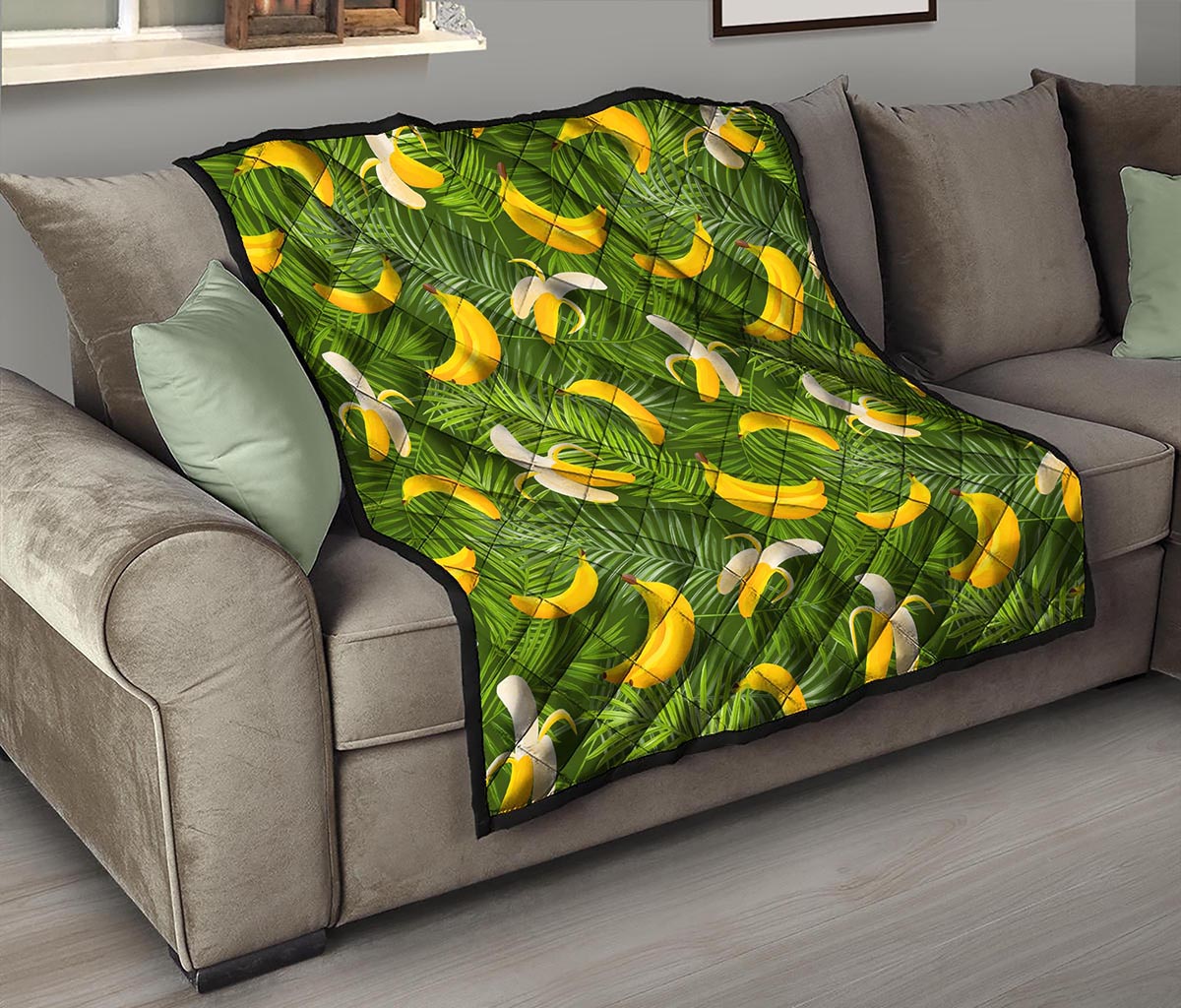 Green Tropical Banana Pattern Print Quilt