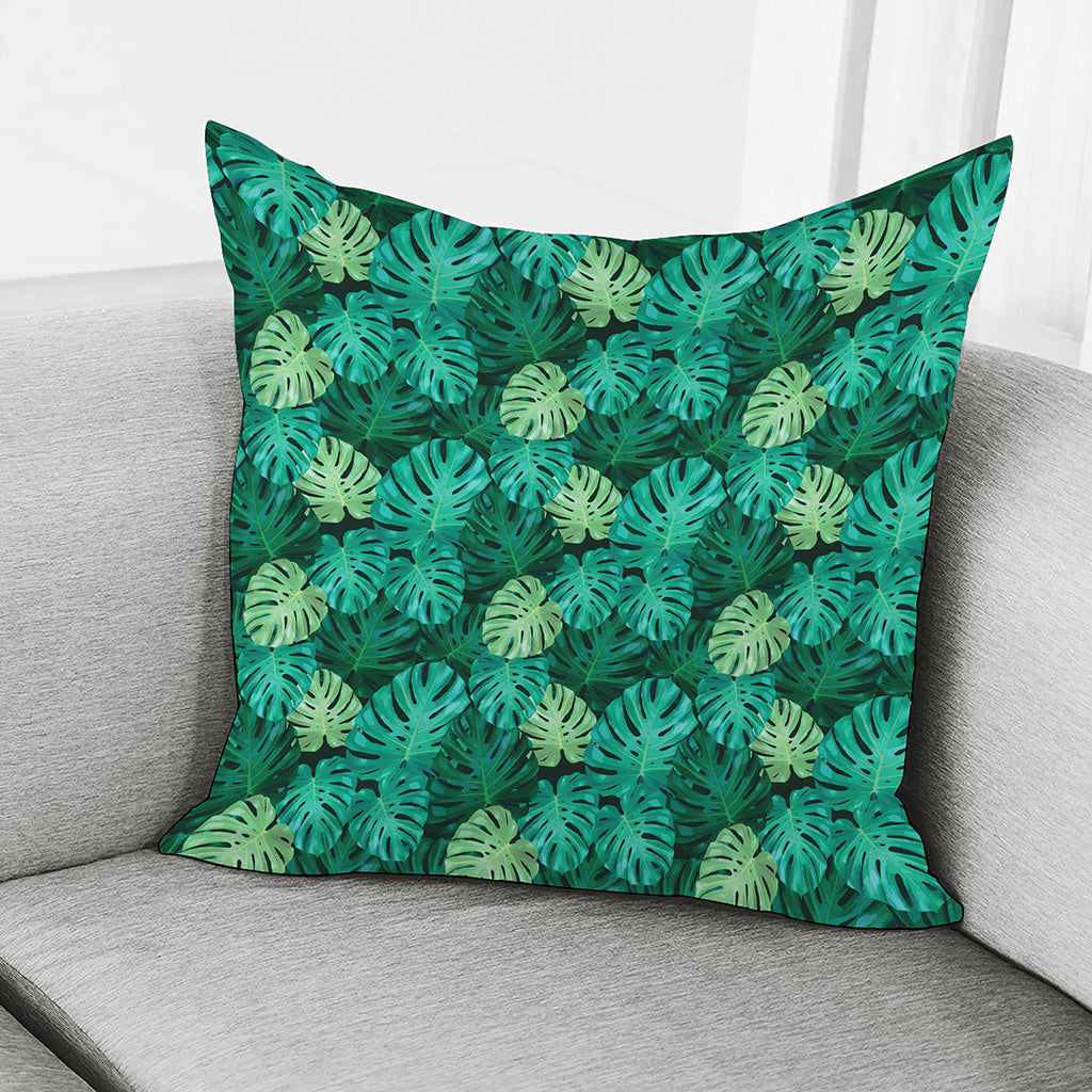 Green Tropical Monstera Pattern Print Pillow Cover