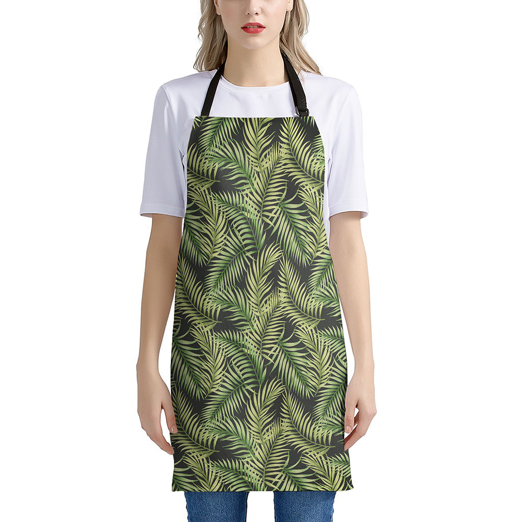 Green Tropical Palm Leaf Pattern Print Apron