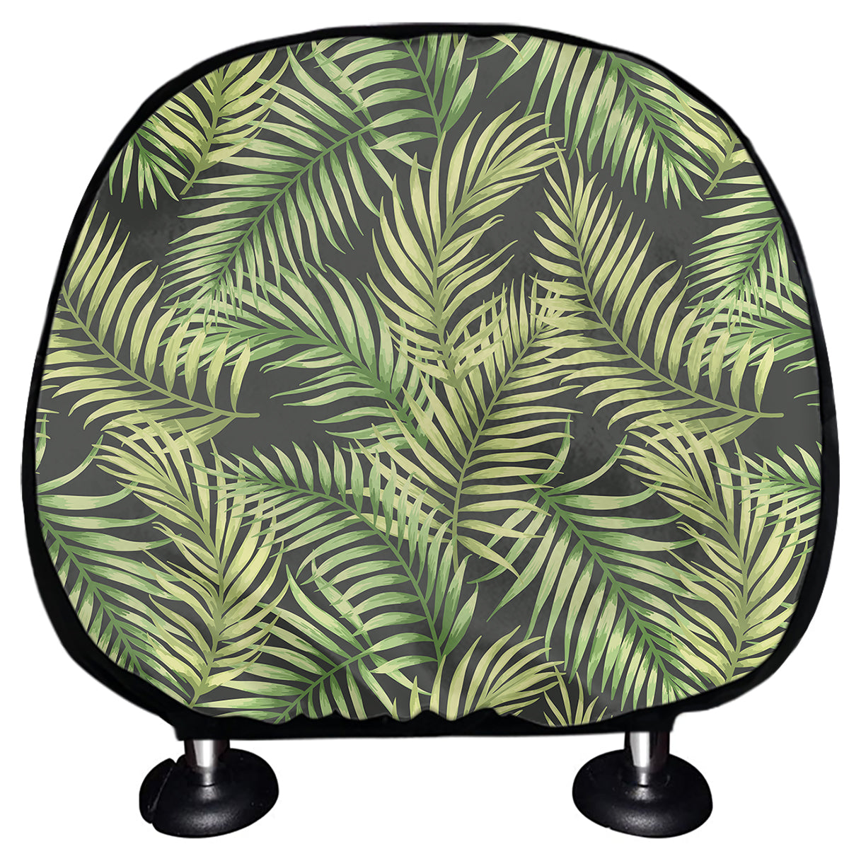 Green Tropical Palm Leaf Pattern Print Car Headrest Covers