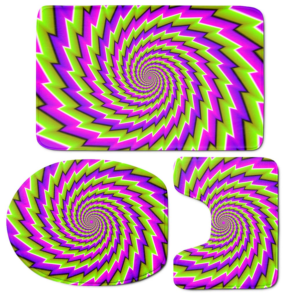 Green Twisted Moving Optical Illusion 3 Piece Bath Mat Set