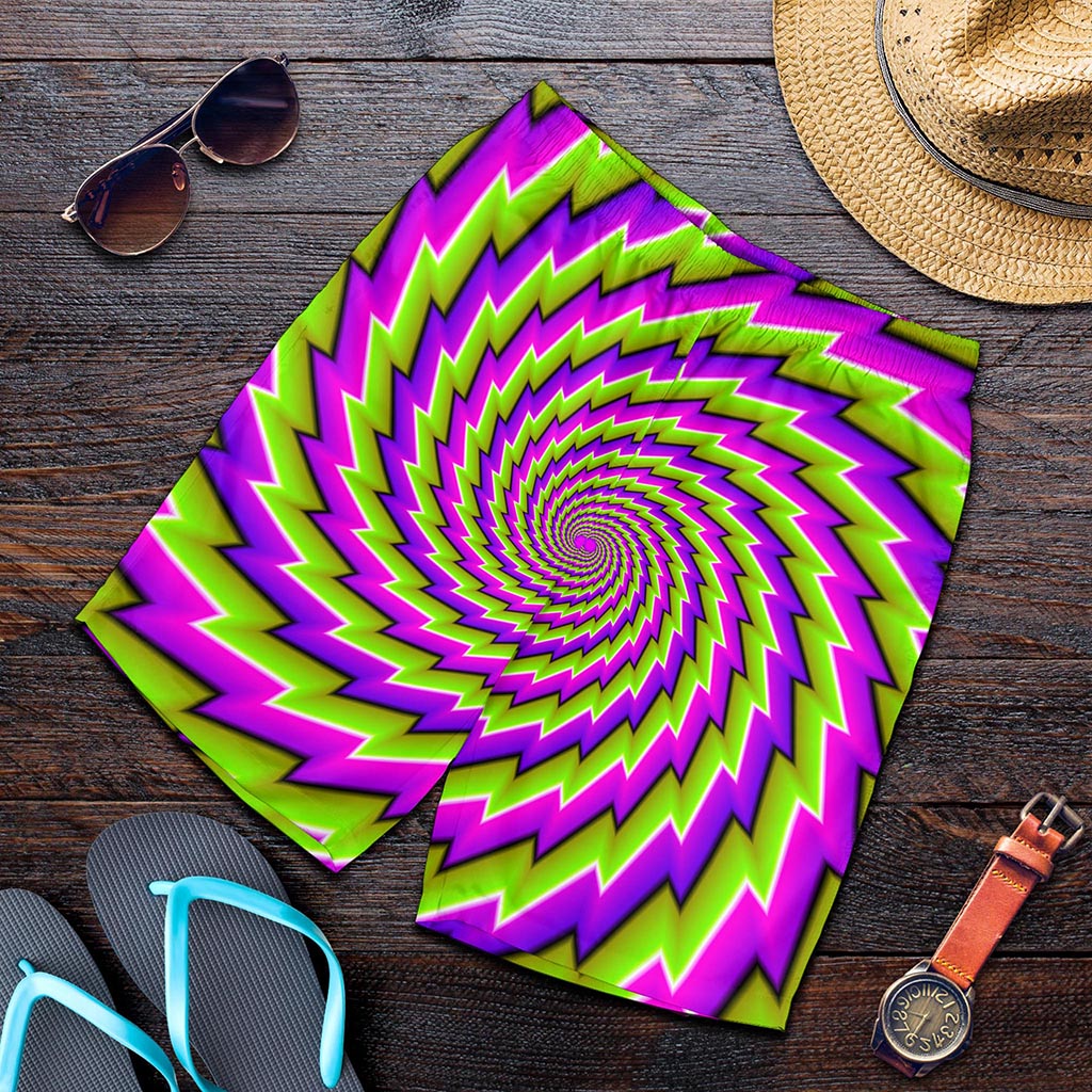 Green Twisted Moving Optical Illusion Men's Shorts