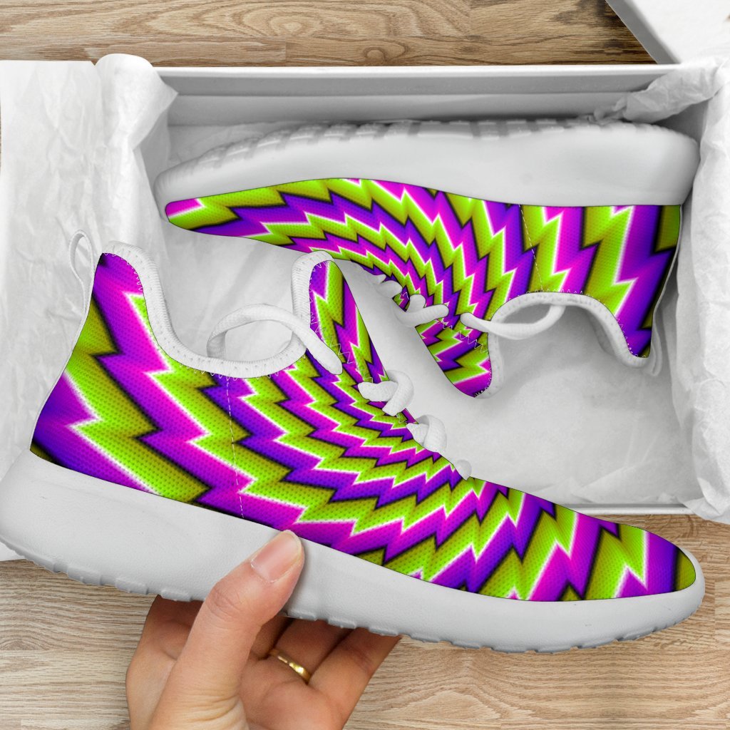 Green Twisted Moving Optical Illusion Mesh Knit Shoes GearFrost