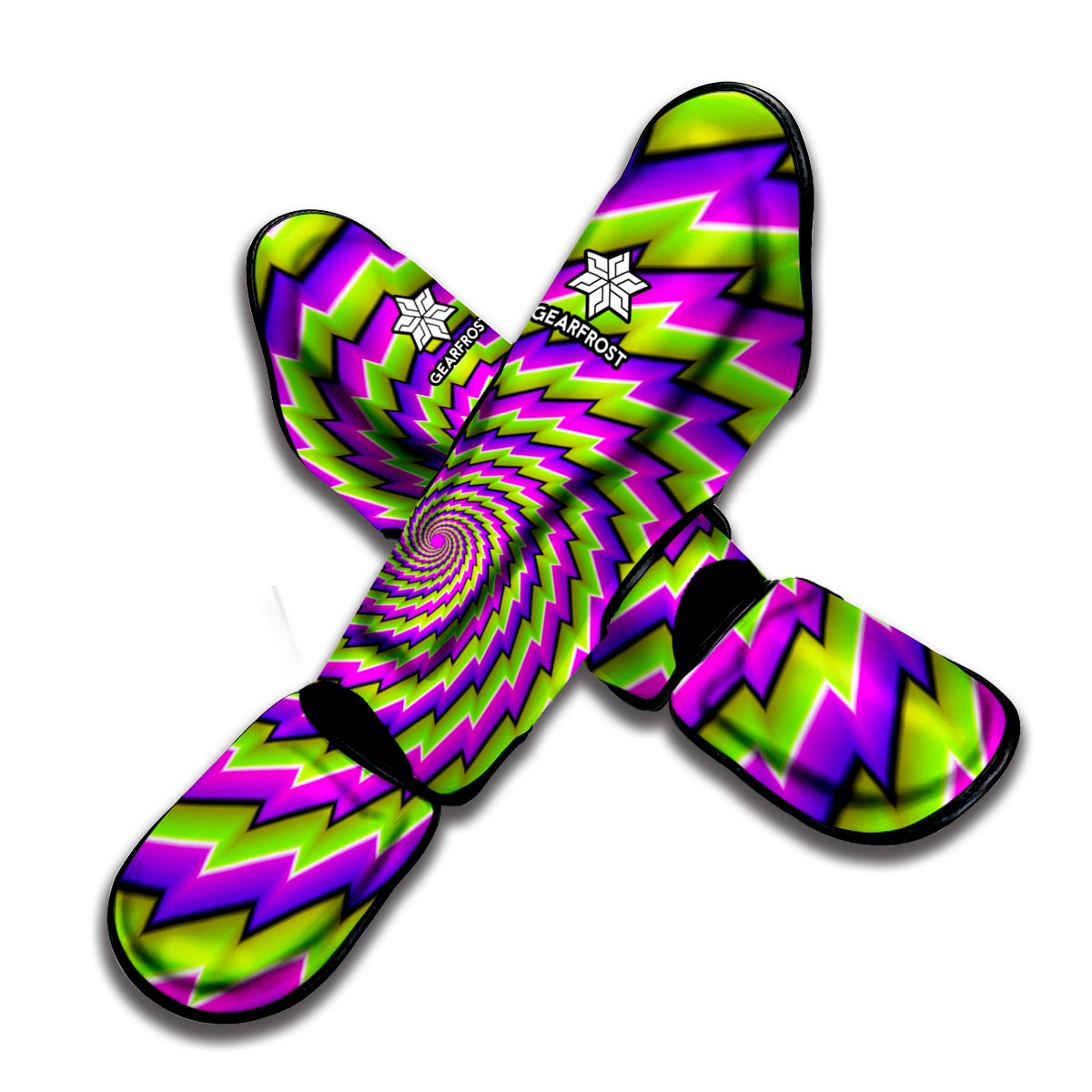Green Twisted Moving Optical Illusion Muay Thai Shin Guard