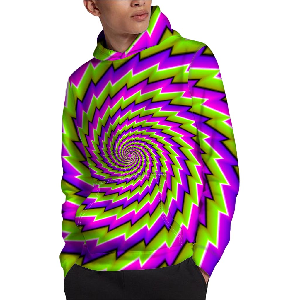 Green Twisted Moving Optical Illusion Pullover Hoodie