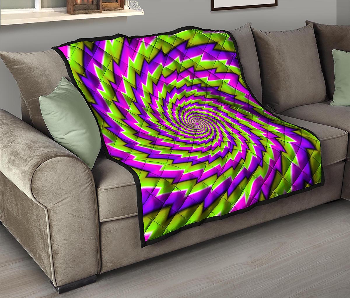 Green Twisted Moving Optical Illusion Quilt