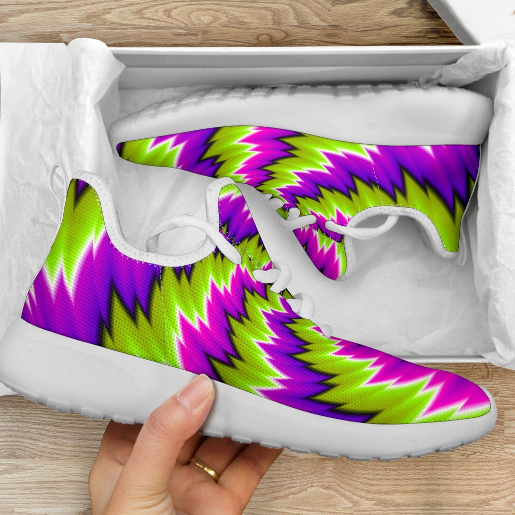 Green Vortex Moving Optical Illusion Mesh Knit Shoes GearFrost
