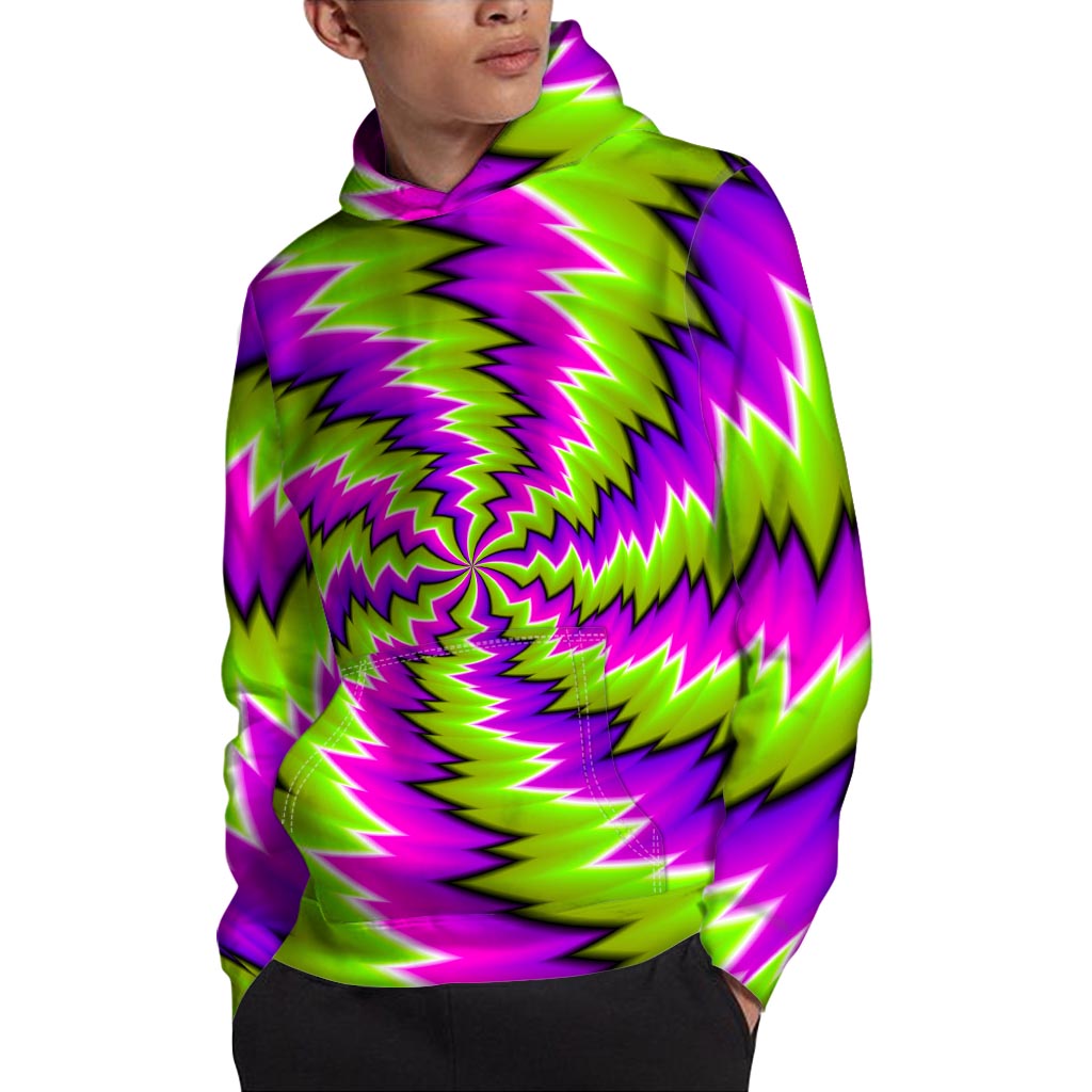 Green Vortex Moving Optical Illusion Pullover Hoodie