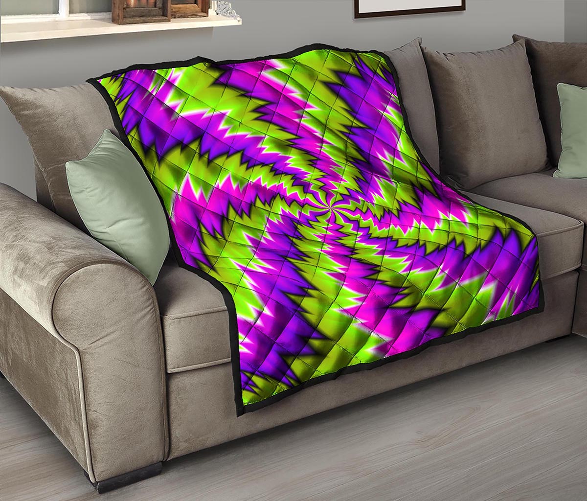 Green Vortex Moving Optical Illusion Quilt