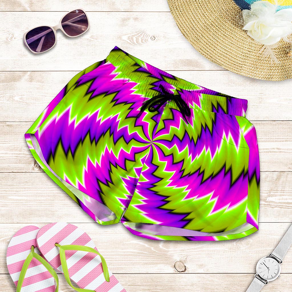 Green Vortex Moving Optical Illusion Women's Shorts