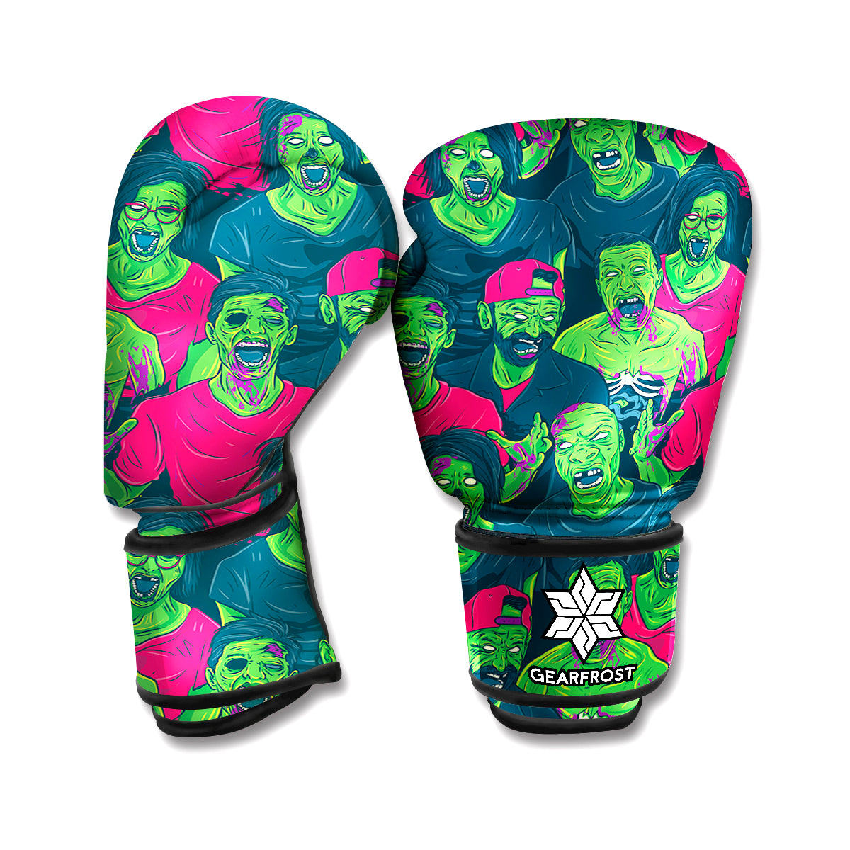 Green Walking Zombie Print Boxing Gloves