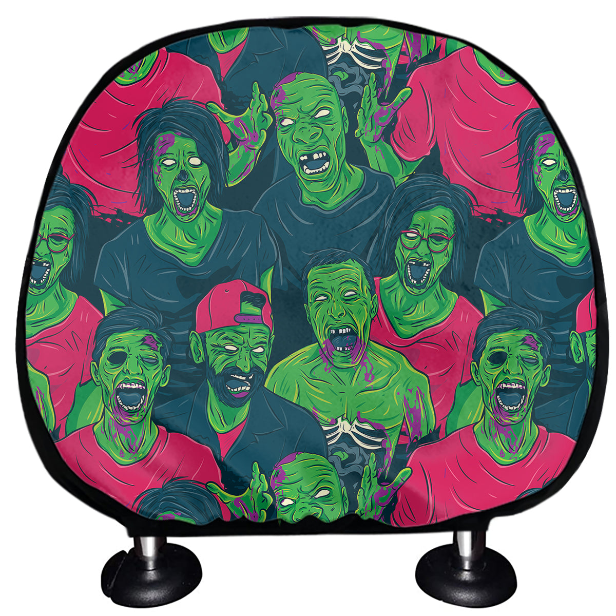 Green Walking Zombie Print Car Headrest Covers