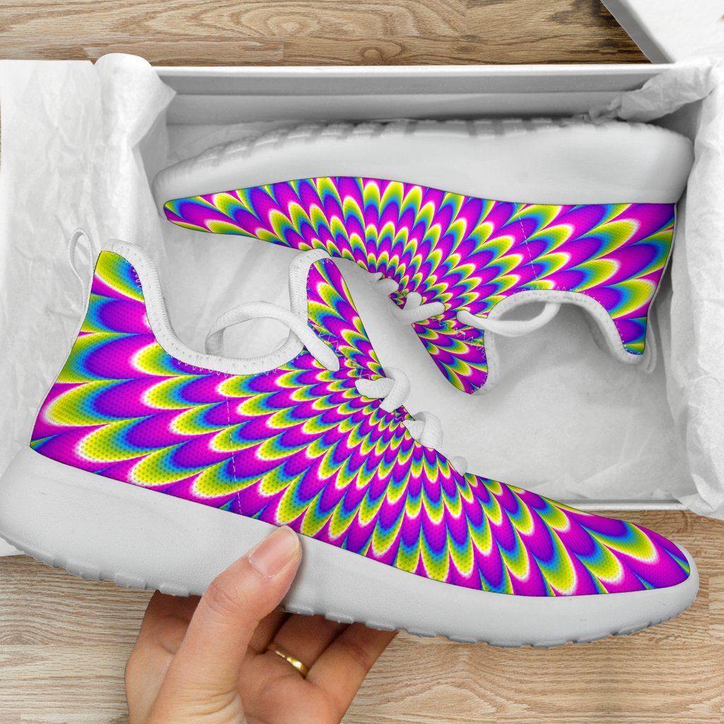 Green Wave Moving Optical Illusion Mesh Knit Shoes GearFrost