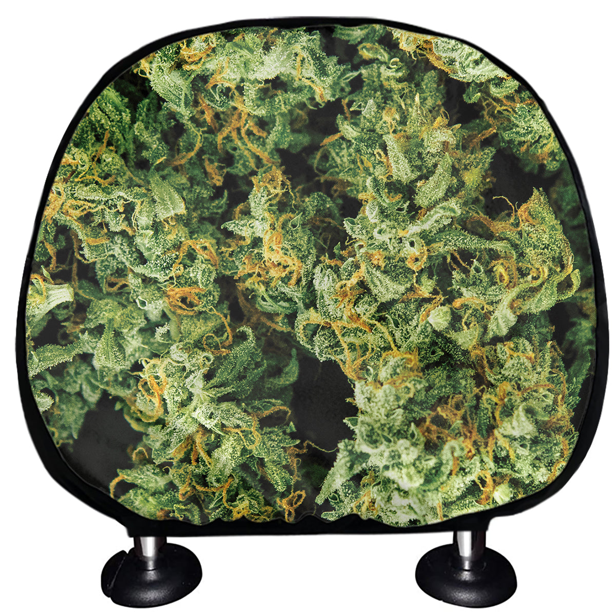 Green Weed Print Car Headrest Covers
