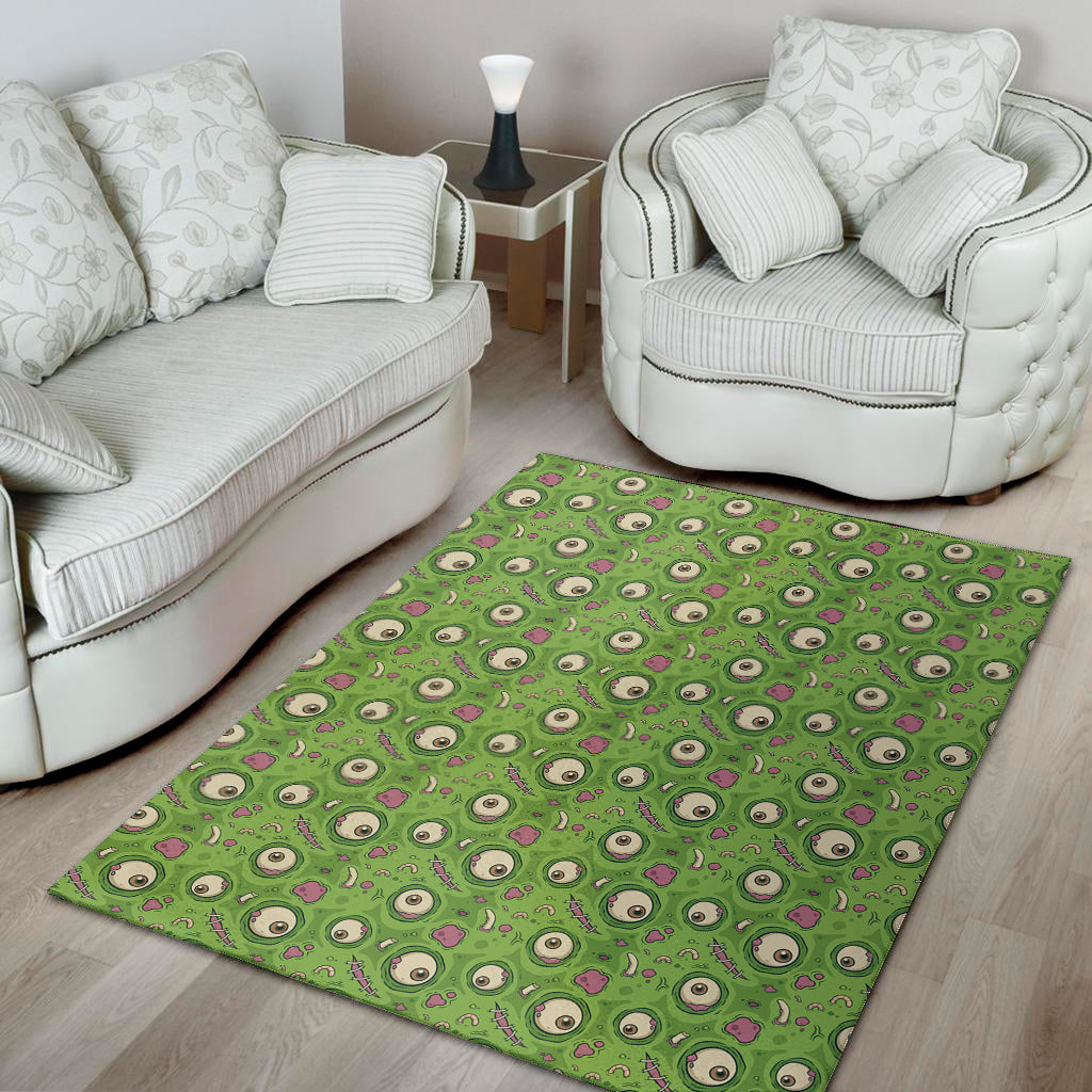 Green Zombie Pattern Print Area Rug
