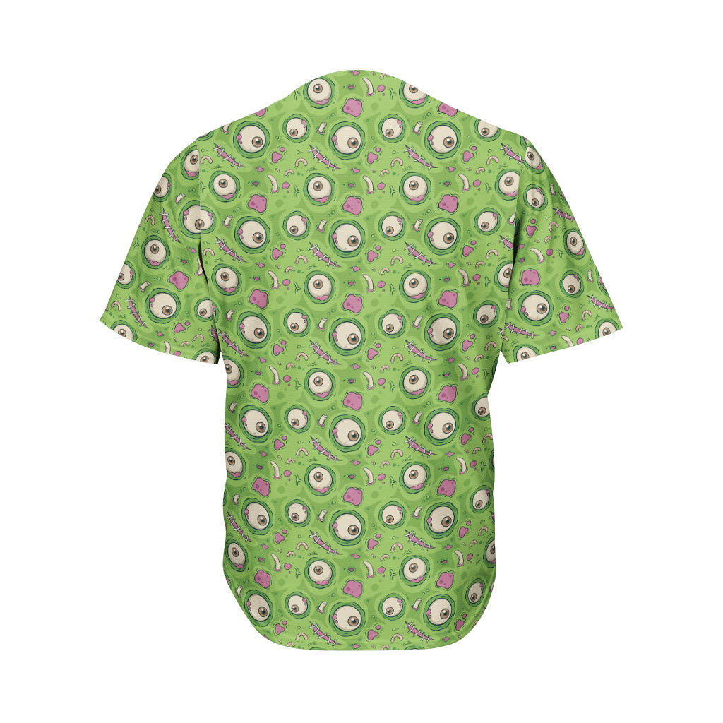 Green Zombie Pattern Print Men's Baseball Jersey