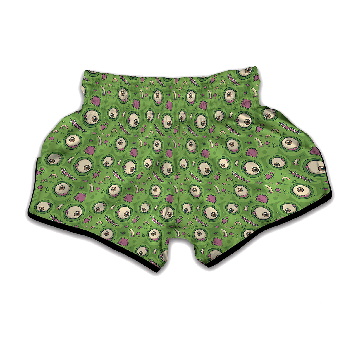 Green Zombie Pattern Print Muay Thai Boxing Shorts