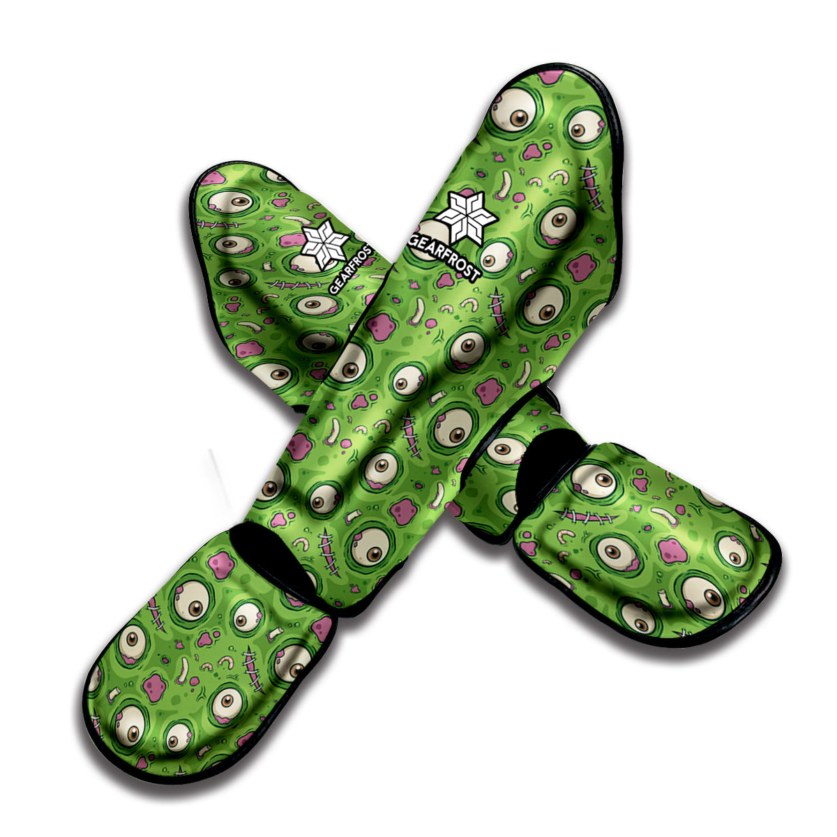 Green Zombie Pattern Print Muay Thai Shin Guard