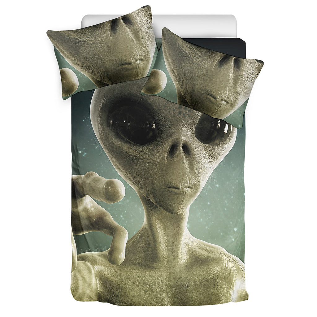 Grey Alien 3D Print Duvet Cover Bedding Set