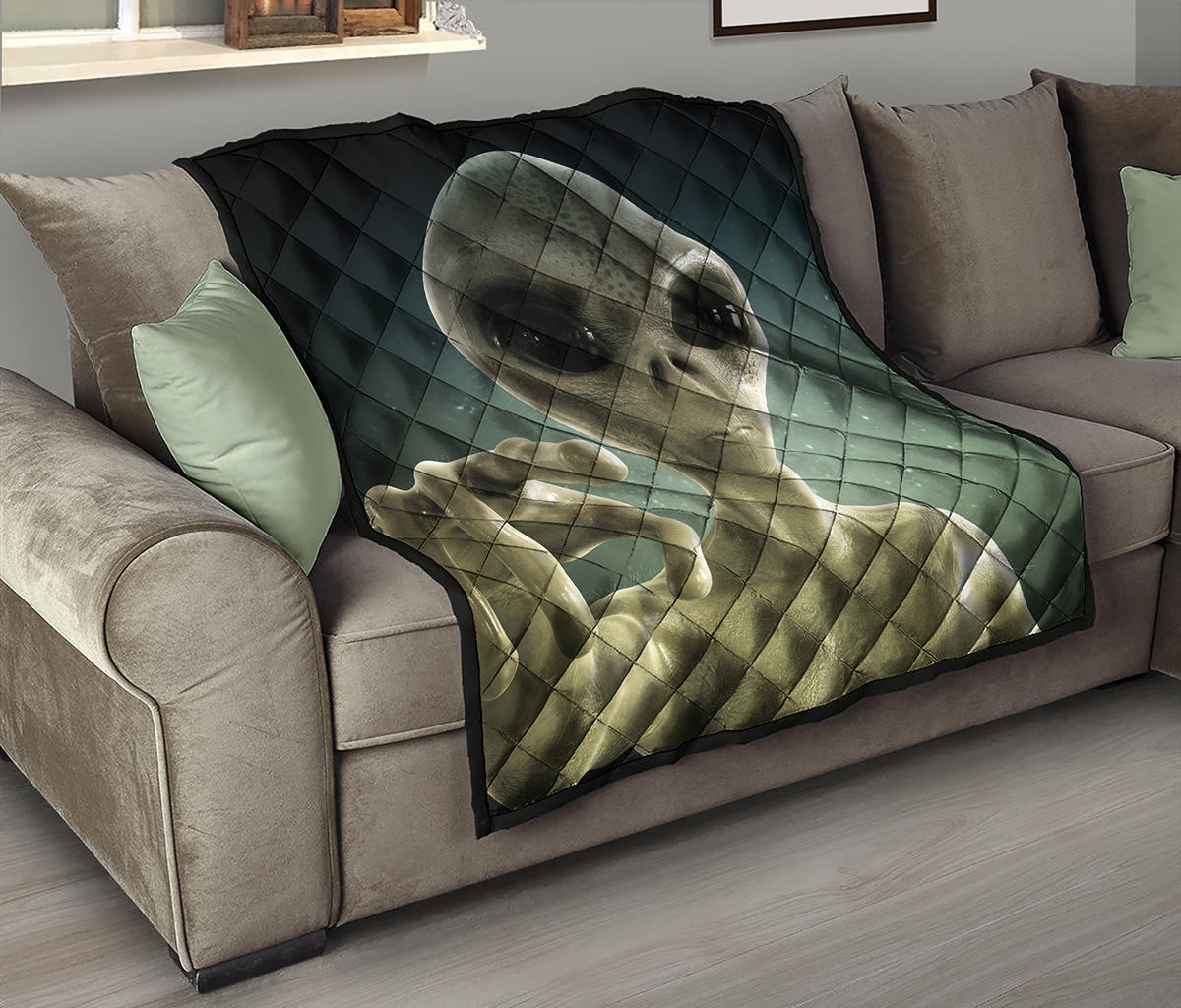 Grey Alien 3D Print Quilt