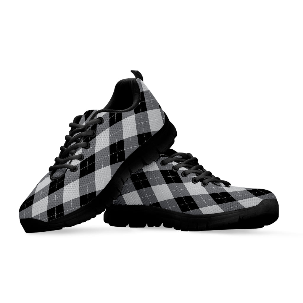 Grey And Black Argyle Pattern Print Black Sneakers