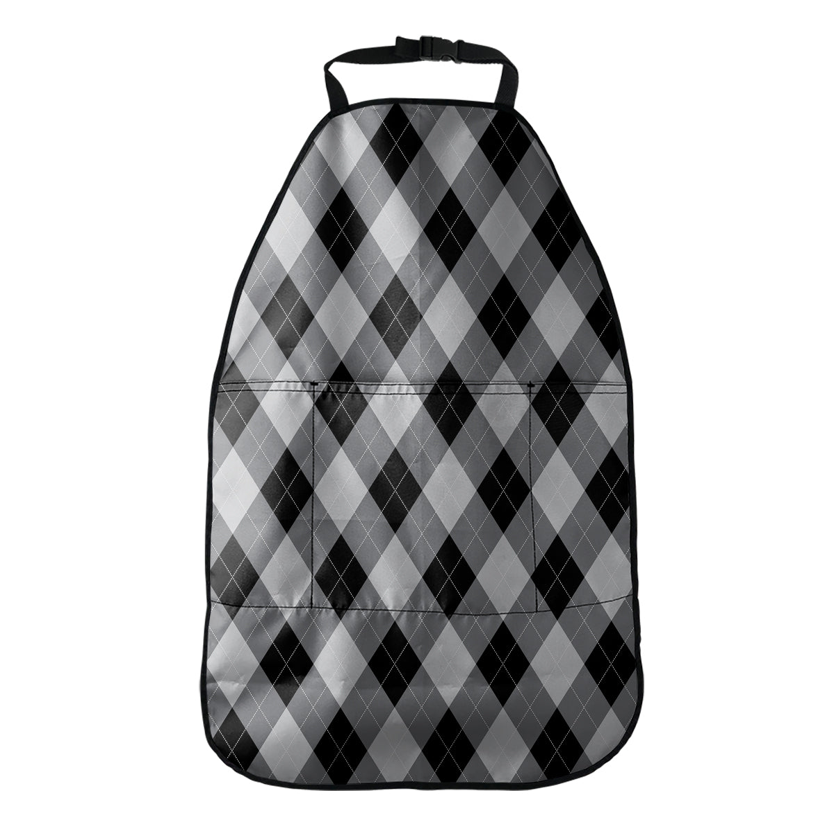 Grey And Black Argyle Pattern Print Car Seat Organizers