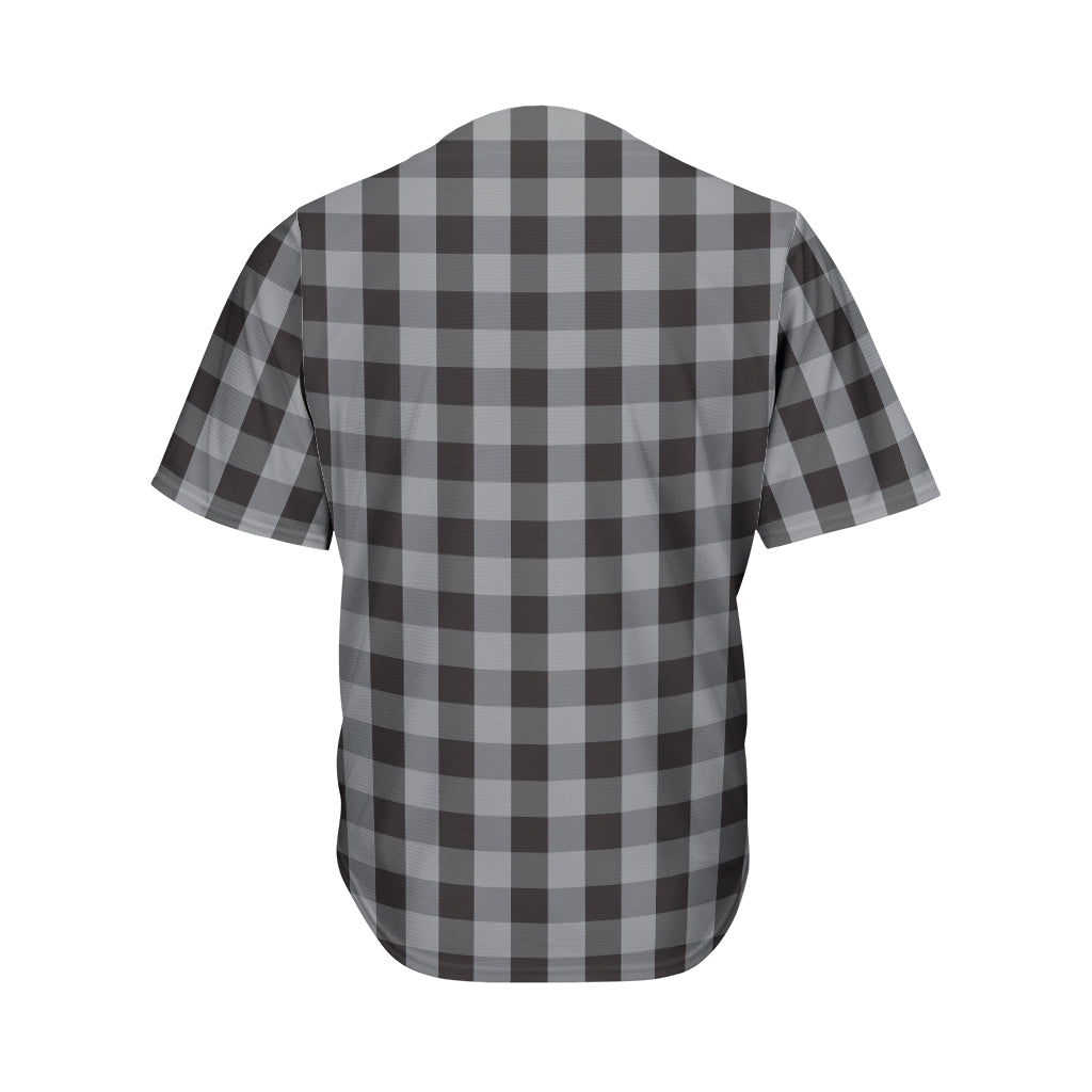 Grey And Black Check Pattern Print Men's Baseball Jersey
