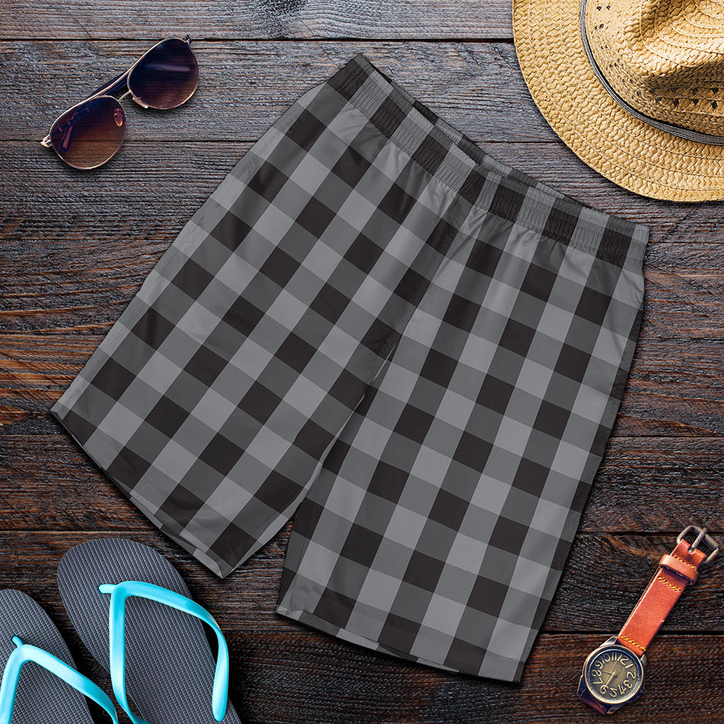 Grey And Black Check Pattern Print Men's Shorts