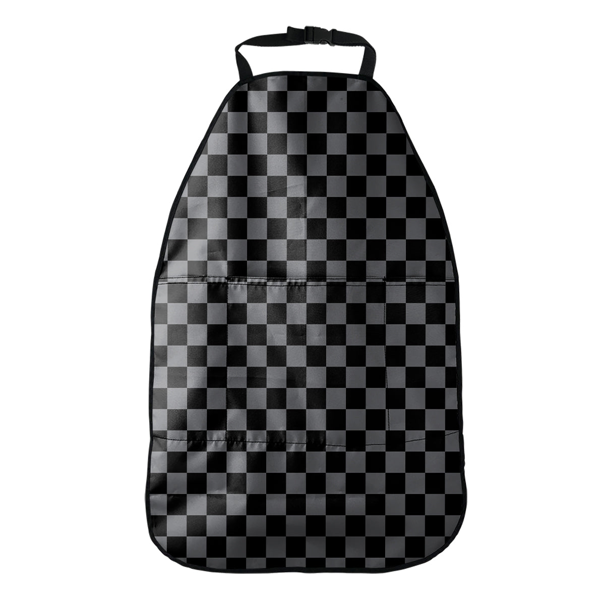 Grey And Black Checkered Pattern Print Car Seat Organizers