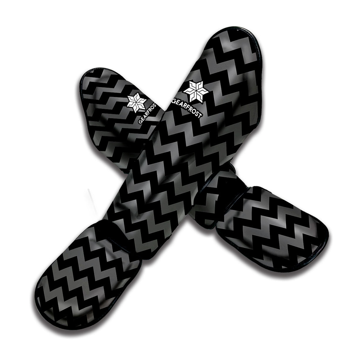 Grey And Black Chevron Pattern Print Muay Thai Shin Guard